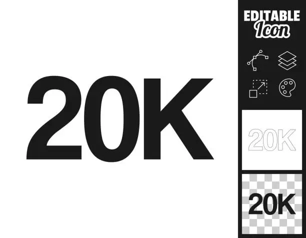 Vector illustration of 20K, 20000 - Twenty thousand. Icon for design. Easily editable