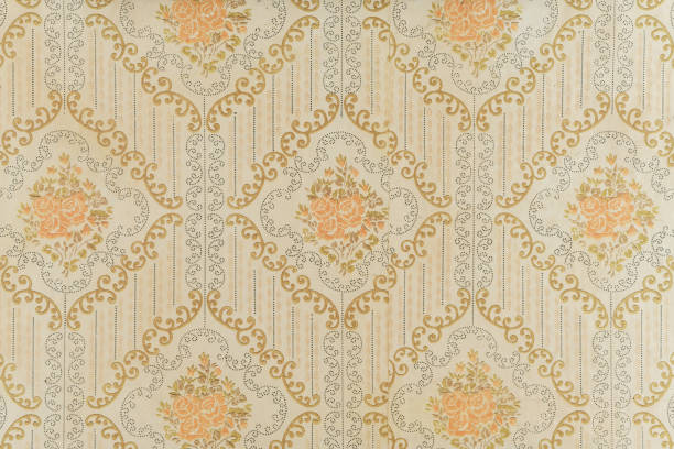 istock Old wallpaper on the wall. Old wallpaper for texture or background. 1432791461