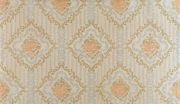 istock Old wallpaper on the wall. Old wallpaper for texture or background. 1432791479