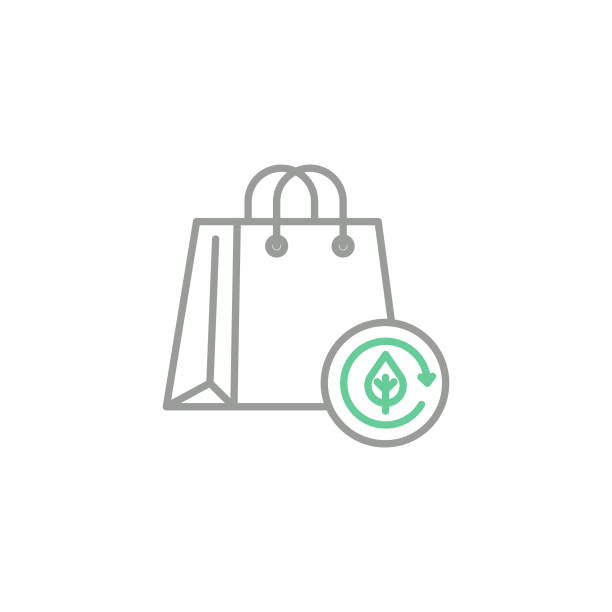torba na zakupy wielokrotnego użytku kolorowa ikona linii z edytowalnym pociągnięciem - goodie bag stock illustrations