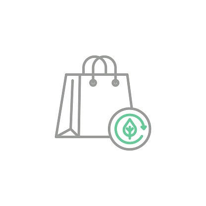 Shopping Bag Colored Line Icon with Editable Stroke