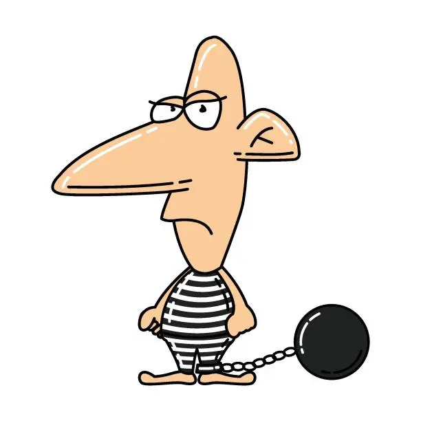 Vector illustration of cute clipart of prisoner on cartoon version