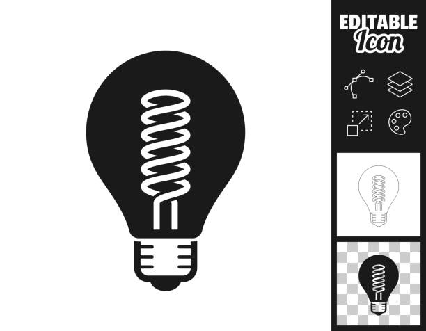 ilustraciones, imágenes clip art, dibujos animados e iconos de stock de bombilla con filamento en espiral. icono para el diseño. fácilmente editable - inspiration light bulb motivation lighting equipment