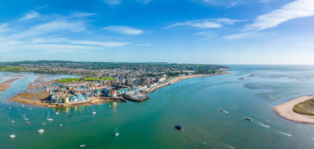 Panorama of Exmouth seafront in Devon stock photo