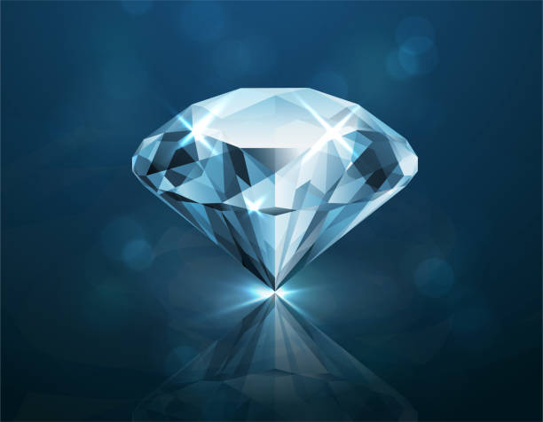 realistyczna wektorowa ilustracja diamentowa - niebieski kryształowy kamień szlachetny - crystal bright diamond gem stock illustrations