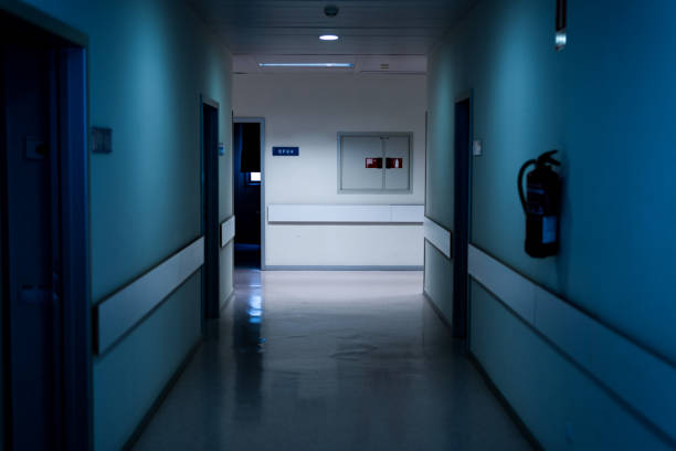dark Hall in a hospital stock photo