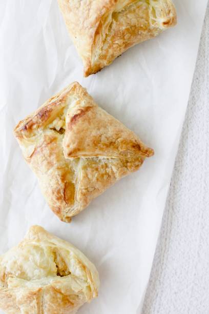 istock Top view of khachapuri cheese puff pastry on a white background 1432807907