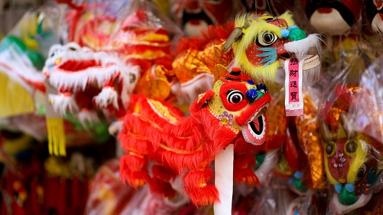 Singapore, Singapore: A closeup of Chinese Lion Dance Soft toy