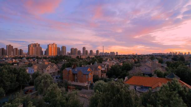 istock Aerial view of a modern community at sunset 1432809842