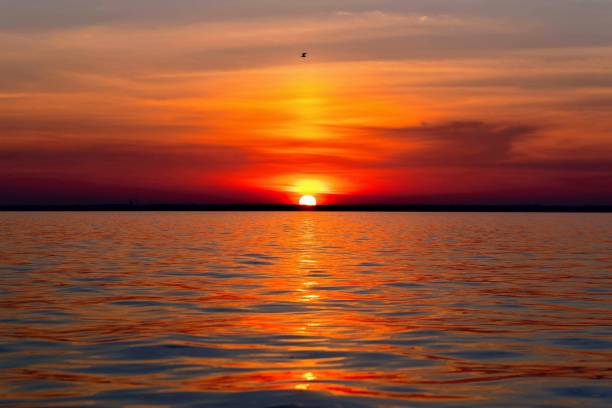 istock Mesmerizing sunset over the sea in bright fiery colors 1432810172