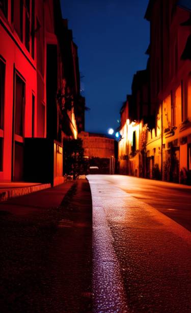istock Vertical night view of a street 1432811614