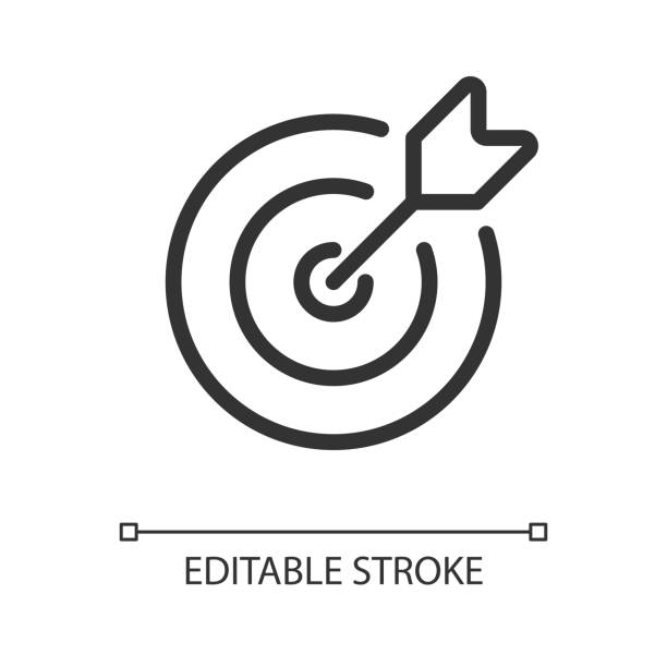 illustrations, cliparts, dessins animés et icônes de icône d’interface utilisateur linéaire parfaite du pixel cible - cible