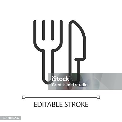 istock Fork and knife pixel perfect linear ui icon 1432815232