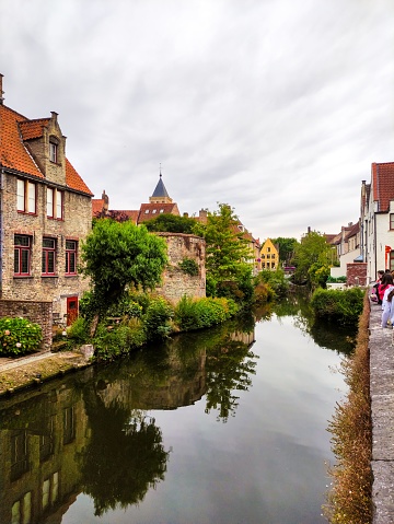 Brugge, Bruges in Belgium, water channel, canal landscape