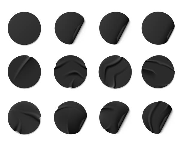 istock Set of Black round adhesive stickers, isolated on white. 1432821475