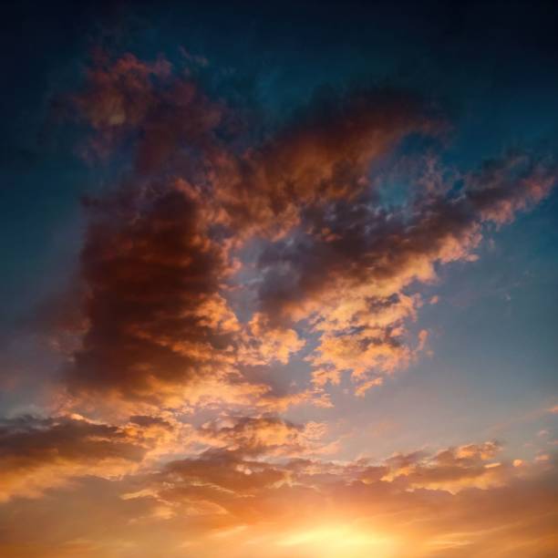istock Blue sky with warm color from suns 1432821622