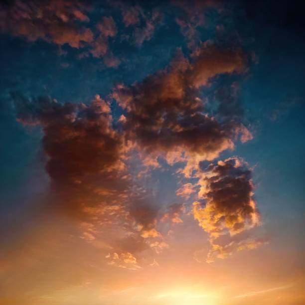 istock Blue sky with warm color from suns 1432821640