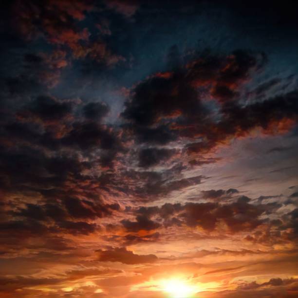 istock Blue sky with warm color from suns 1432821645