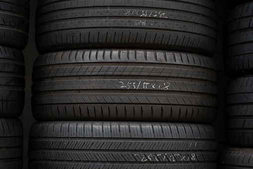 A closeup of wheel tires texture