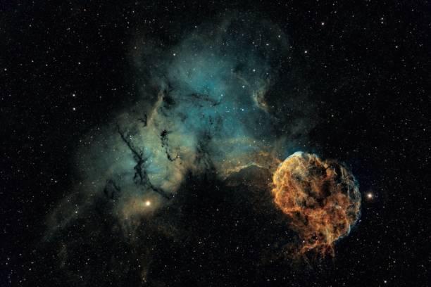 istock Beautiful dark green jellyfish nebula in a starry galaxy sky 1432827669