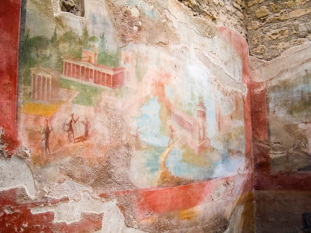 istock Ornately painted wall murals inside a villa in Pompeii, Italy 1432828008