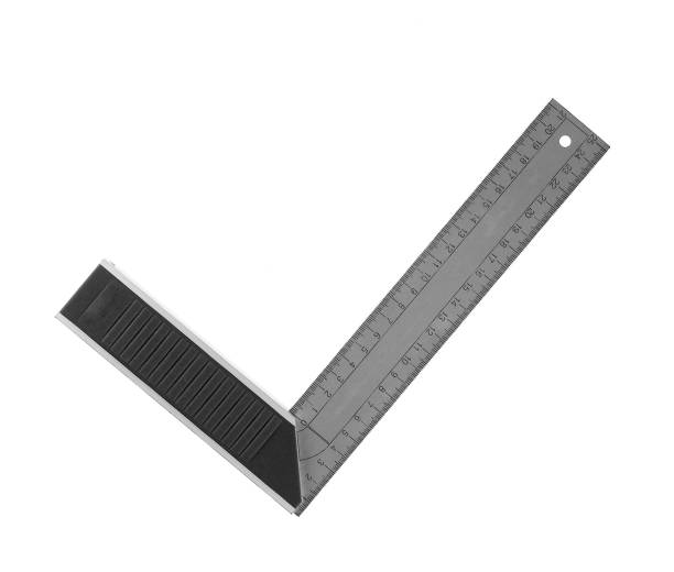 Iron Ruler with angle bar Iron Ruler with angle bar isolated on white background kneepiece stock pictures, royalty-free photos & images