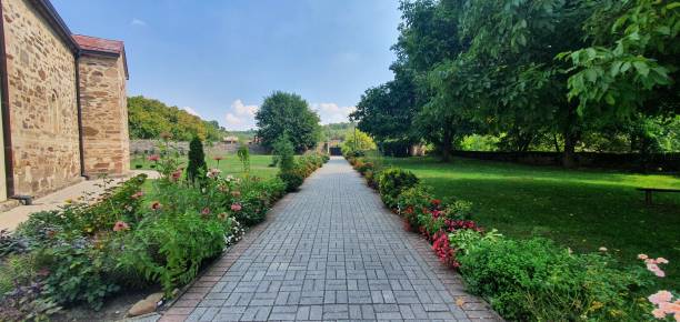 istock Panoramic shot of an empty pathway by the Mesic Monastery in Serbia 1432834789