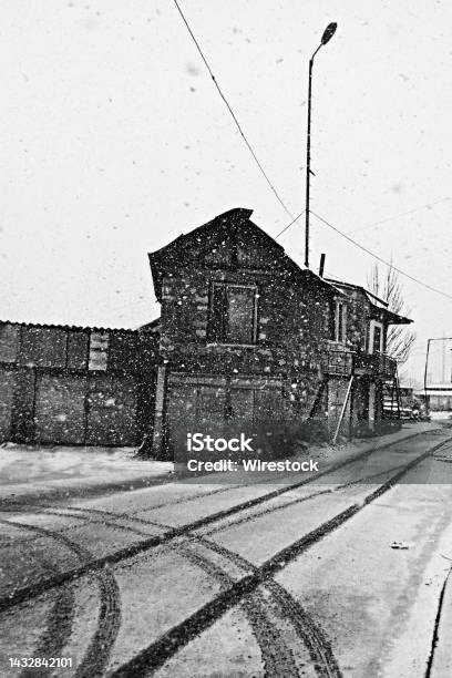 Gyumri Roads In Winter Stock Photo - Download Image Now - Architecture, Black And White, Built Structure