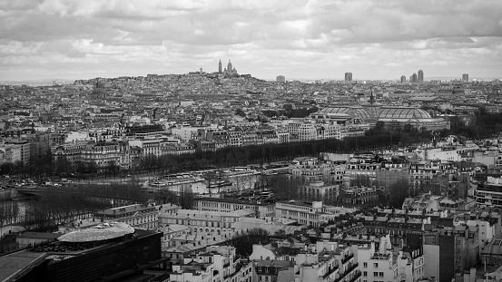 Eiffel Tower and french architecture from Les Invalides quarter at sunset – Paris, France