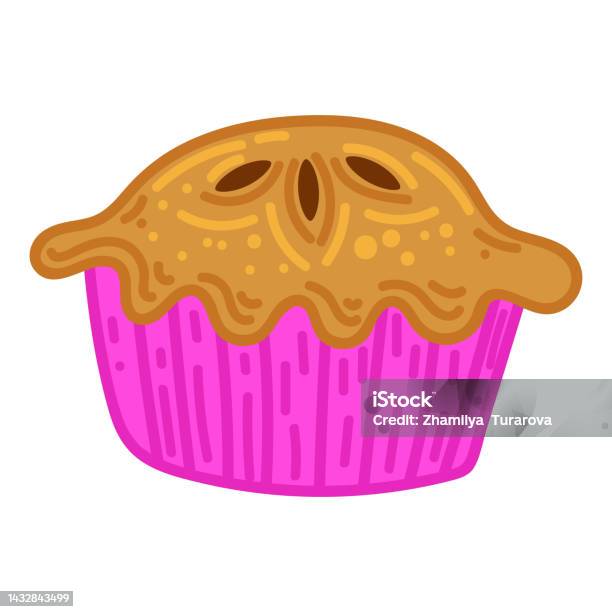 Single Hand Drawn Pie Vector Illustration Clipart In Cozy Style Cute ...