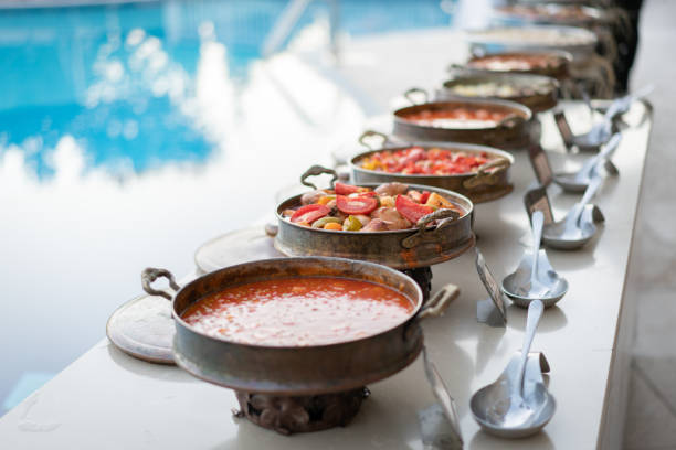 istock Traditional Turkish food at a resort pool buffet 1432853541