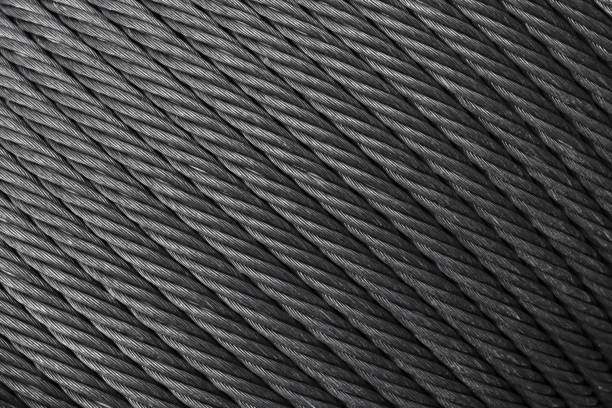industrielle hintergrund-fototextur, rolle aus stahlseil - steel cable wire rope rope textured stock-fotos und bilder