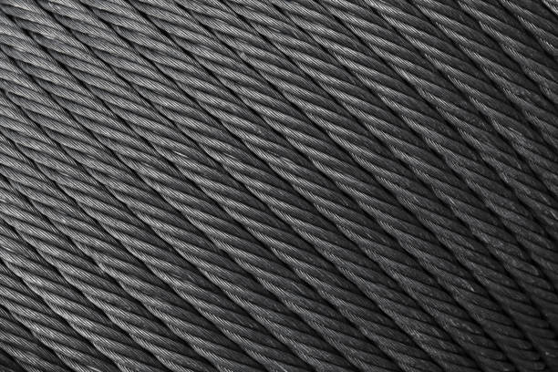 texture fotografica di sfondo industriale, bobina di corda d'acciaio - steel cable wire rope rope textured foto e immagini stock