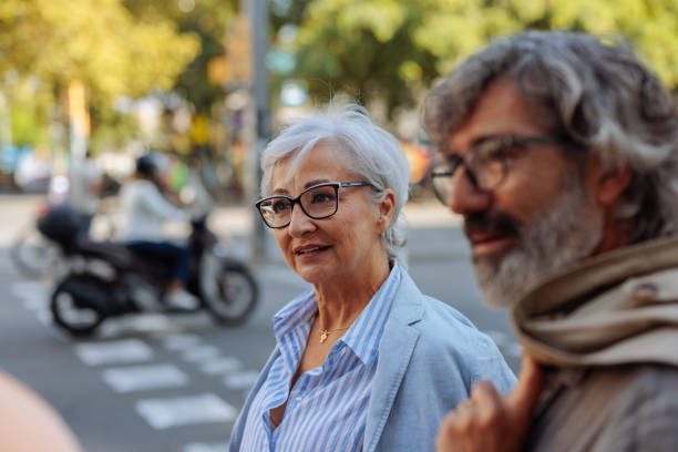 istock Senior couple walking outside. 1432861059