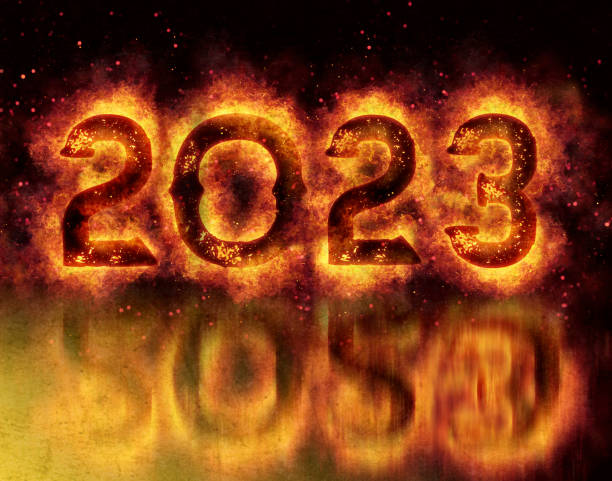 istock Happy New Year 2023 numbers in fire 1432862050
