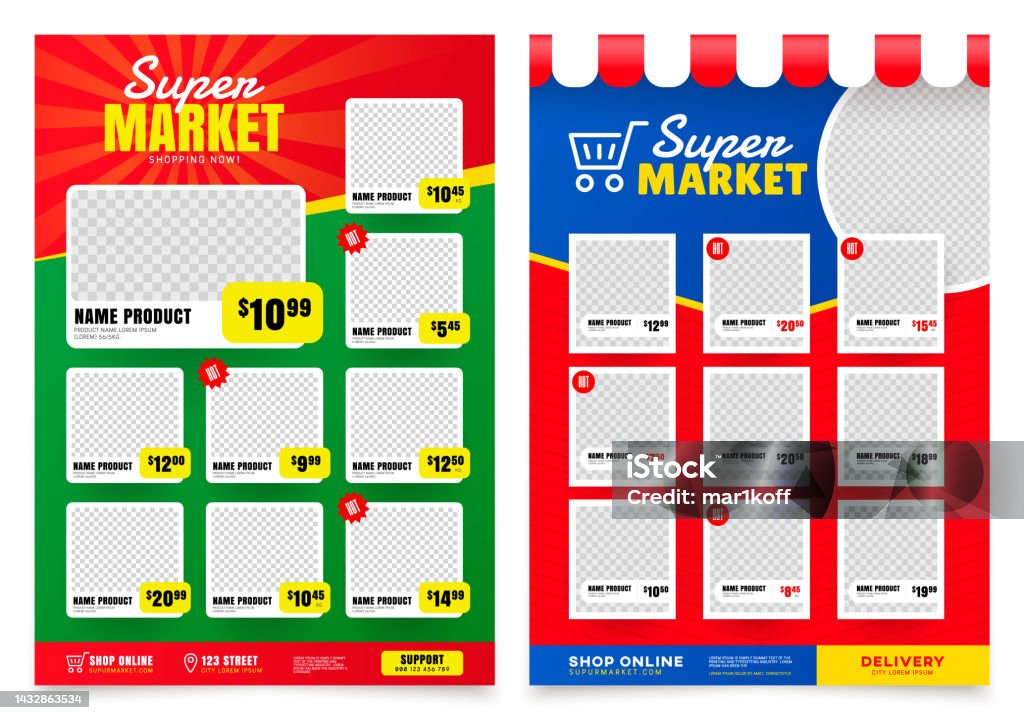 Ilustración de Plantilla De Folleto De Supermercado Diseño De Carteles