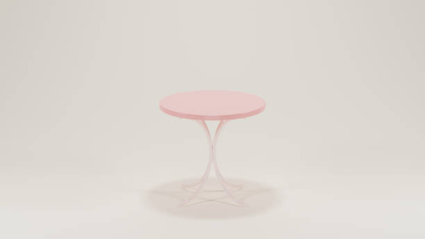 istock Round pastel modern minimal table set with chairs. mock up minimal interior design concept with copy space 3d rendering 3d illustration. 1432863988