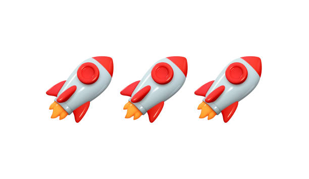 istock Set Rocket 3d icon. Realistic set of creative conceptual symbols of space rockets. Logo Space ship. Launch business product on a market. Vector illustration 1432866233