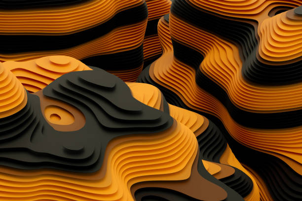 istock Abstract sliced layered background orange and black colors Halloween background 1432866515