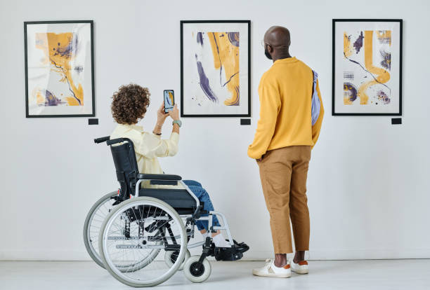 istock Woman enjoying modern art at gallery 1432867305