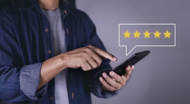 istock Customer review satisfaction feedback survey concept, User give rating to service experience on online application, Customer can evaluate quality of service leading to reputation ranking of business. 1432867395