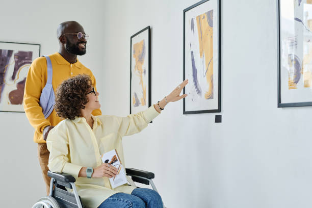 istock Couple enjoying modern art at gallery 1432867399
