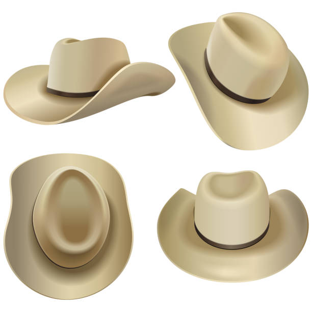 Vector Beige Cowboy Hats Vector Beige Cowboy Hats isolated on white background cowboy hat stock illustrations