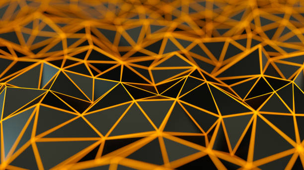 istock Abstract low poly chaotic structure black orange colors background Halloween concept 1432867698