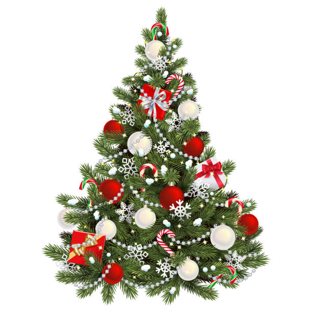 Vector Snowy Christmas Tree Concept Vector Snowy Christmas Tree Concept isolated on white background christmas tree stock illustrations