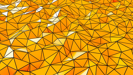 Abstract low poly chaotic structure black orange colors background Halloween concept, 3d render.