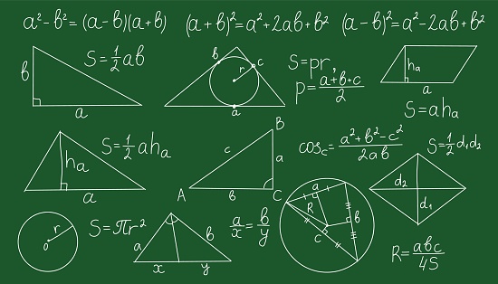 Tor Math Chalkboard With Math Formula Equations Theory On Board Vector Algebra ...
