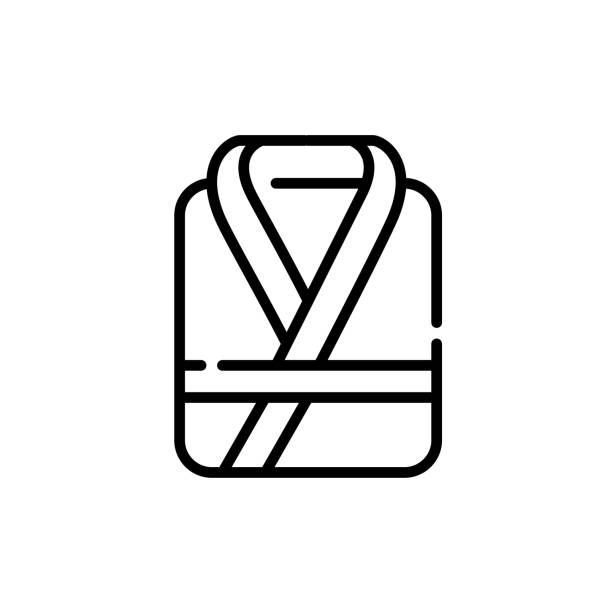 gaun rias hotel mewah bathrobe. pixel sempurna, ikon stroke yang dapat diedit - jubah mandi ilustrasi stok