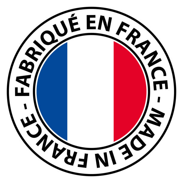 fabriqué en france. made in france. vector button icon illustration. - yapmak stock illustrations