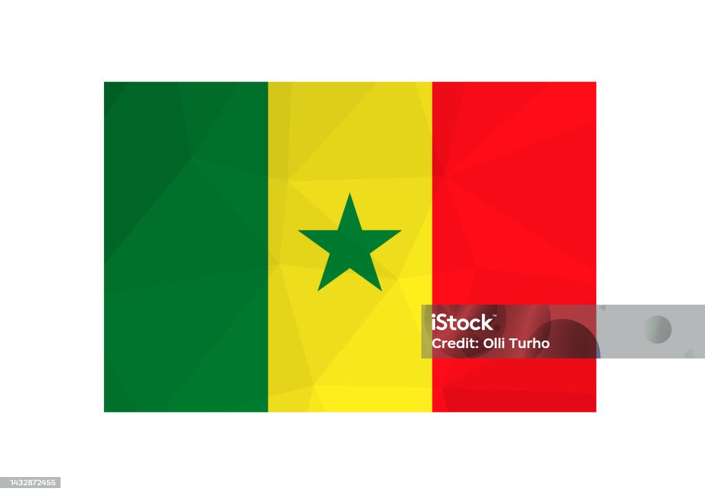 Vetores de Ilustração Vetorial Símbolo Oficial Do Senegal Bandeira Nacional  Com Listras Verdes Amarelas Vermelhas E Estrela Design Criativo Em Baixo  Estilo Poli Com Formas Triangulares e mais imagens de Amarelo 